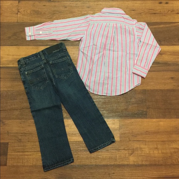 Calvin Klein Jeans & Long Sleeve Shirt By Chaps Outfit For Boys Size 3T😎 - Picture 2 of 6
